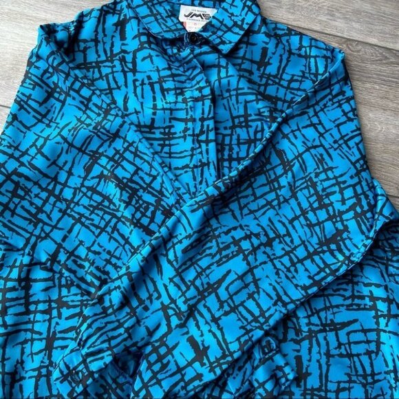 Vintage Les Modes JMS Abstract Check Print Button Down Blouse - Picture 12 of 13